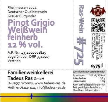 Pinot Grigio - Grauer Burgunder feinherb 2024